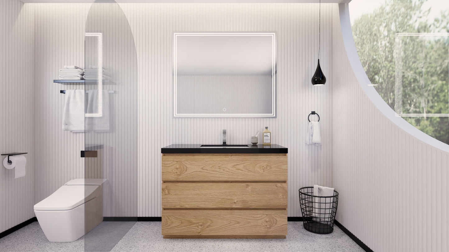 Stanley 48" New England Oak Freestanding Vanity with Reinforced Acrylic Sink