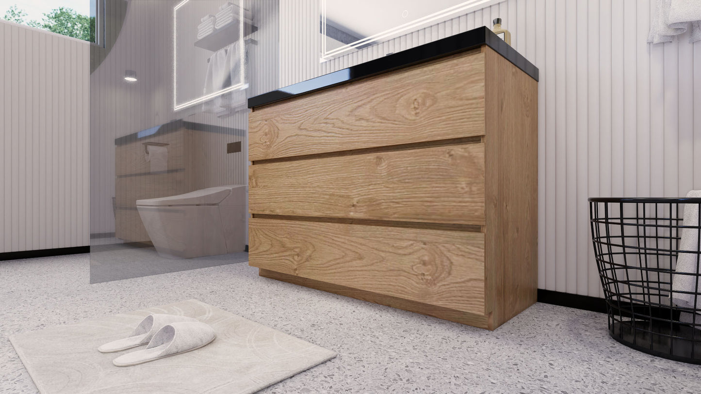 Stanley 48" New England Oak Freestanding Vanity with Reinforced Acrylic Sink