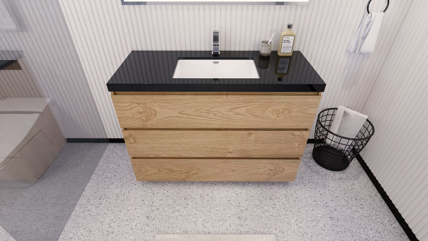 Stanley 48" New England Oak Freestanding Vanity with Reinforced Acrylic Sink