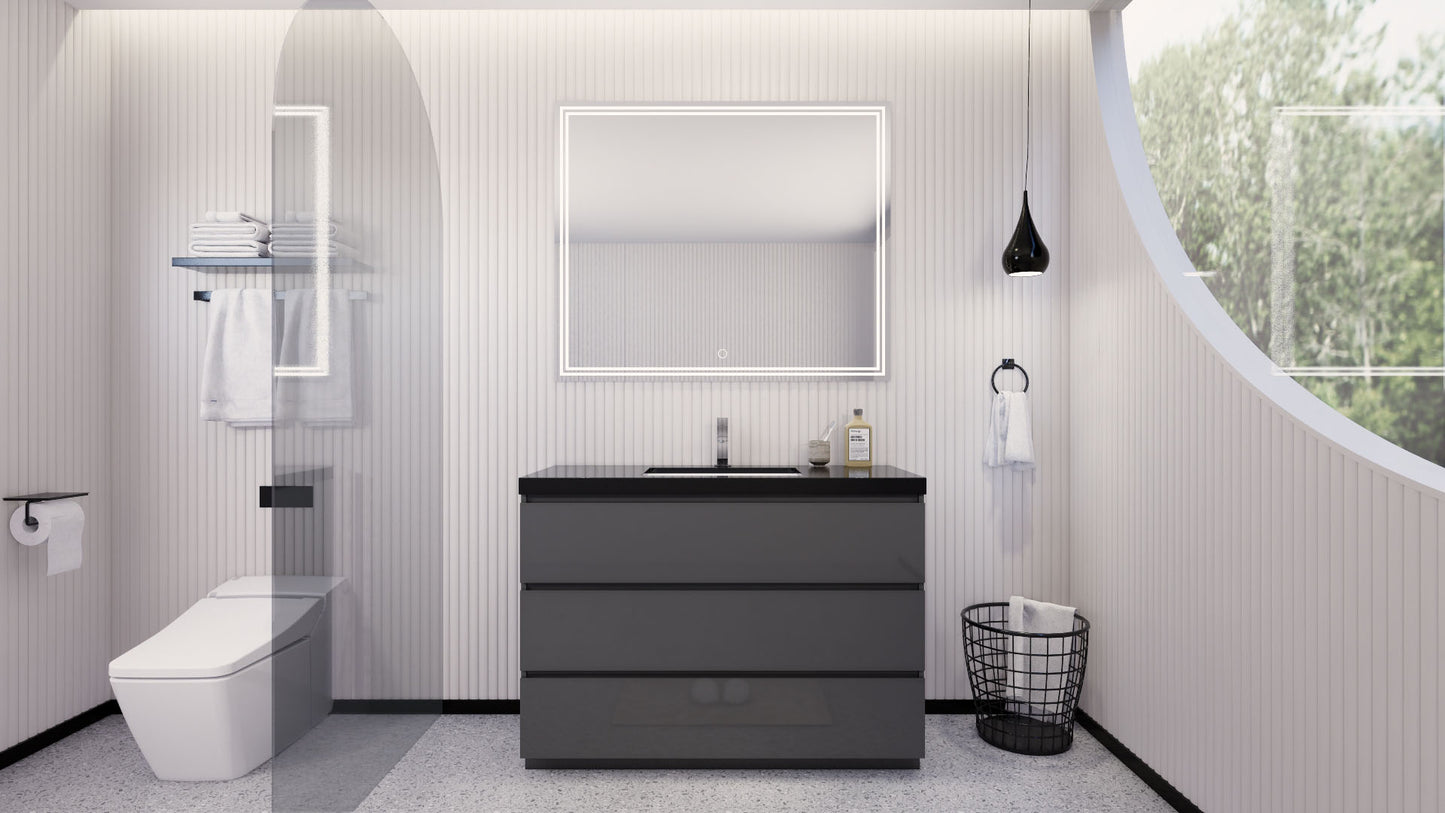 Stanley 48" High Gloss Gray Freestanding Vanity with Reinforced Acrylic Sink