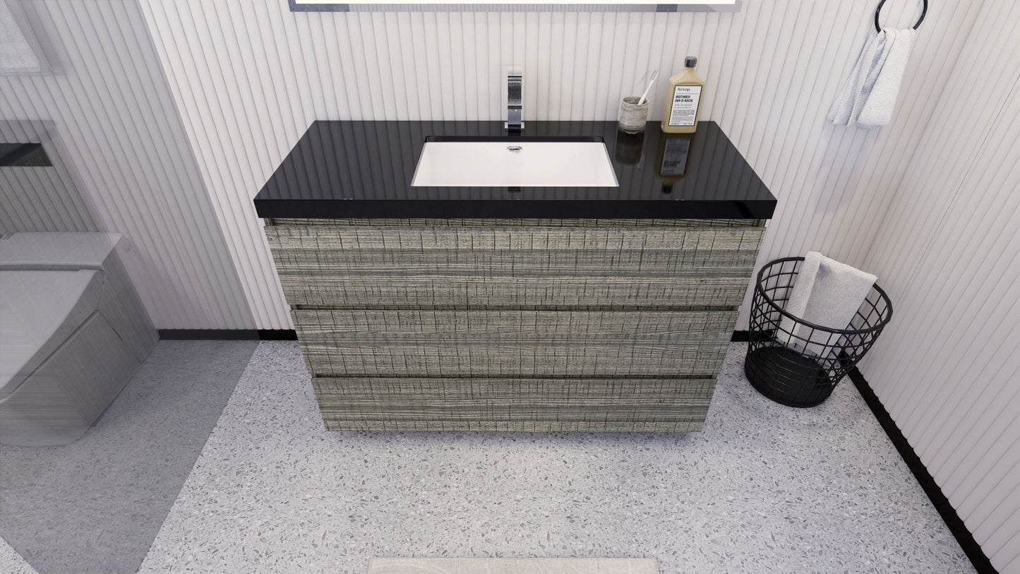 Stanley 48" High Gloss Ash Gray Freestanding Vanity with Reinforced Acrylic Sink