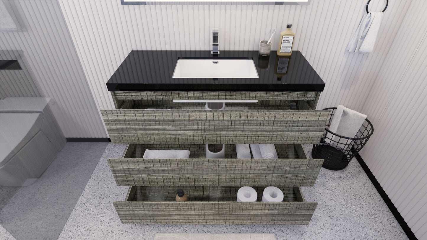 Stanley 48" High Gloss Ash Gray Freestanding Vanity with Reinforced Acrylic Sink