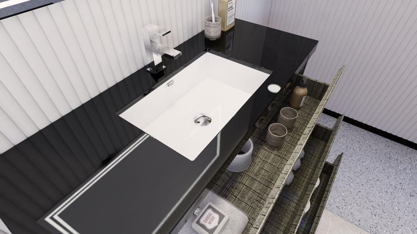 Stanley 48" High Gloss Ash Gray Freestanding Vanity with Reinforced Acrylic Sink