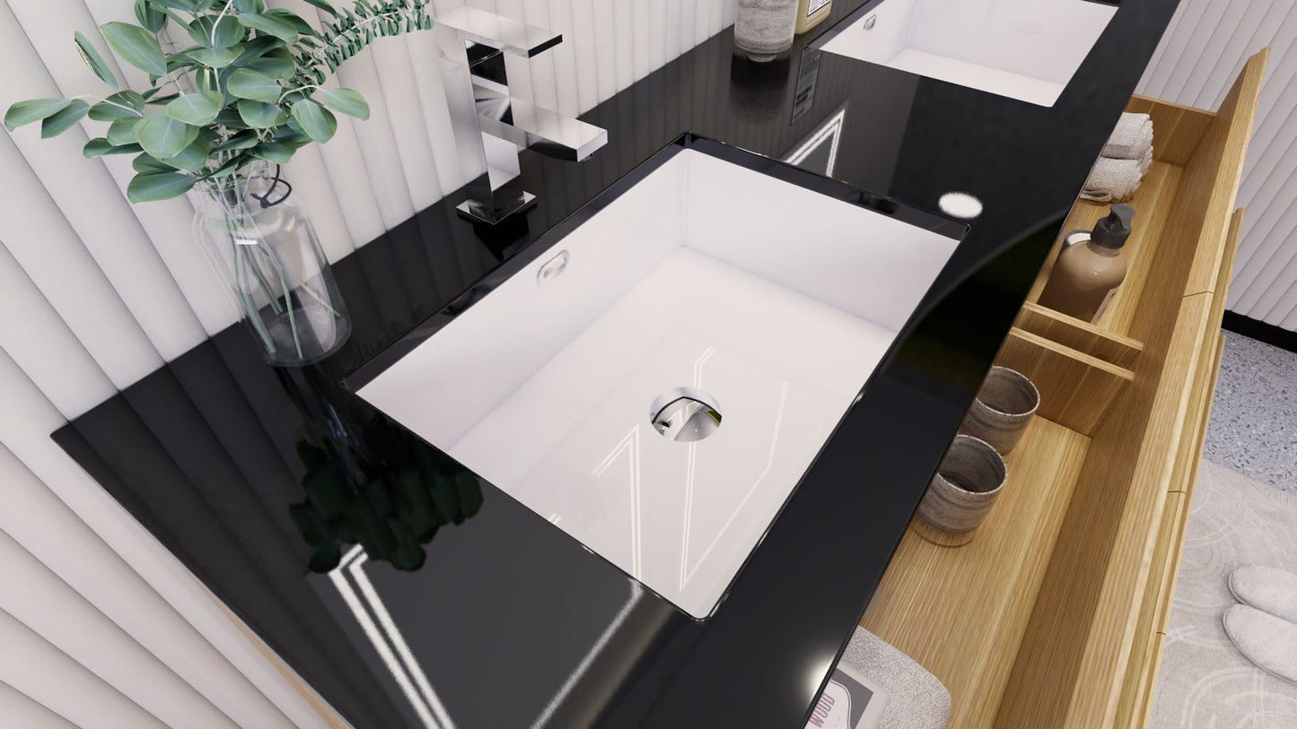 Stanley 60" White Oak Freestanding Vanity with Reinforced Acrylic Sinks