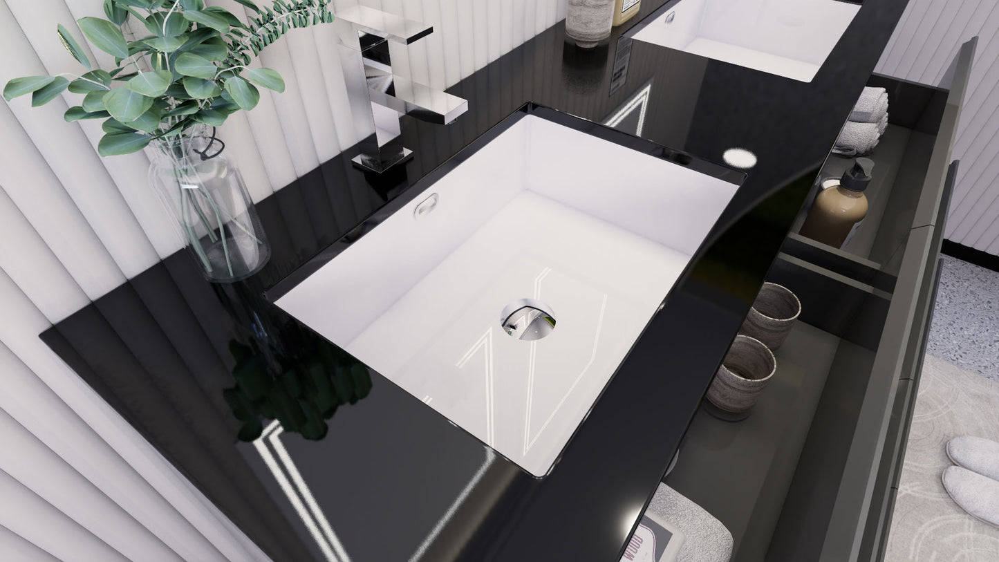 Stanley 60" High Gloss Gray Freestanding Vanity with Reinforced Acrylic Sinks