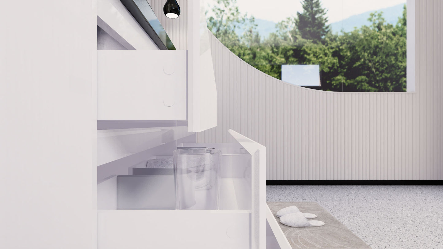 Stanley 60" High Gloss White Freestanding Vanity with Reinforced Acrylic Sinks
