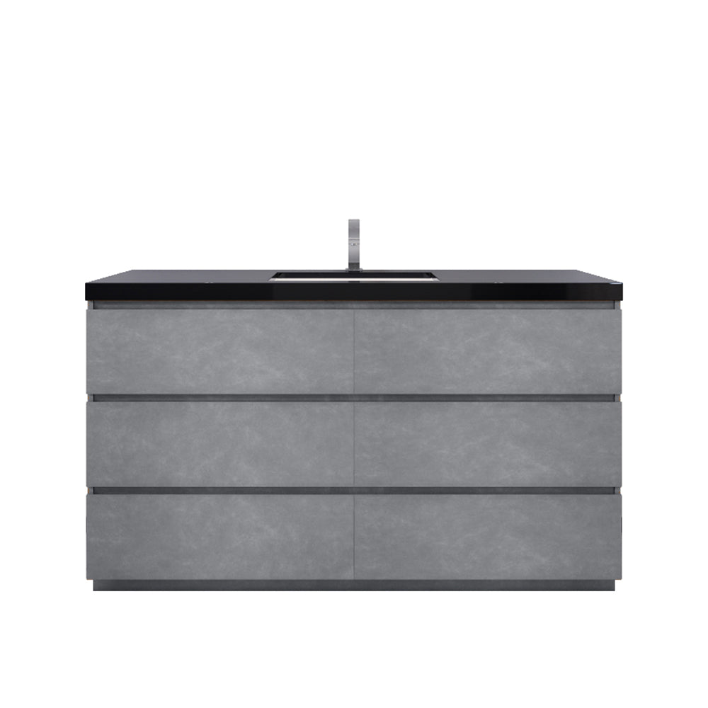 Stanley 60" Cement Gray Freestanding Vanity with Reinforced Acrylic Sink