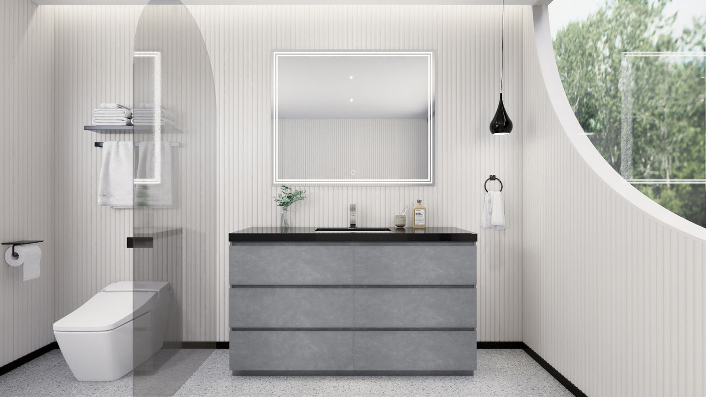Stanley 60" Cement Gray Freestanding Vanity with Reinforced Acrylic Sink