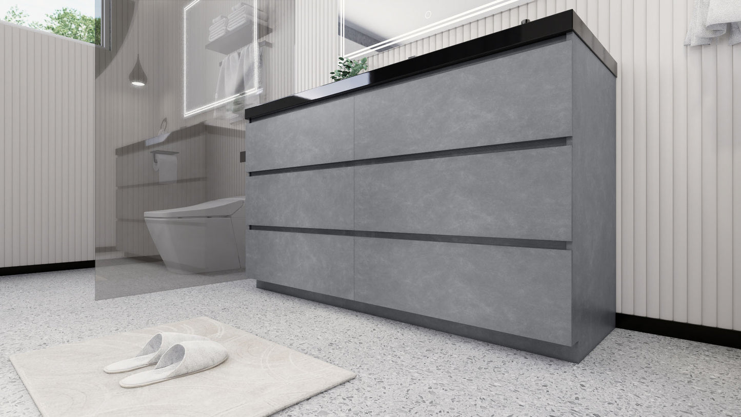 Stanley 60" Cement Gray Freestanding Vanity with Reinforced Acrylic Sink