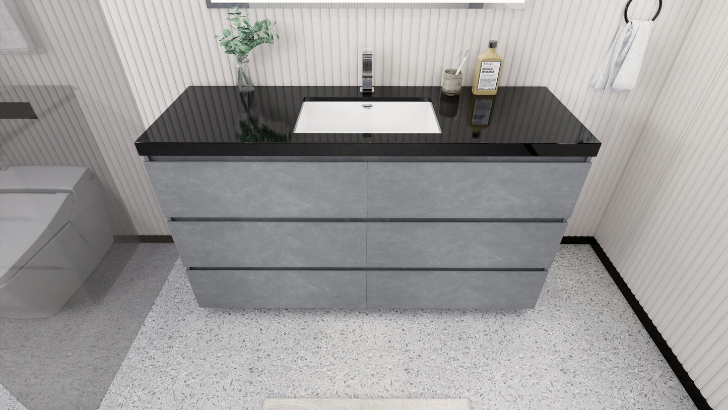 Stanley 60" Cement Gray Freestanding Vanity with Reinforced Acrylic Sink