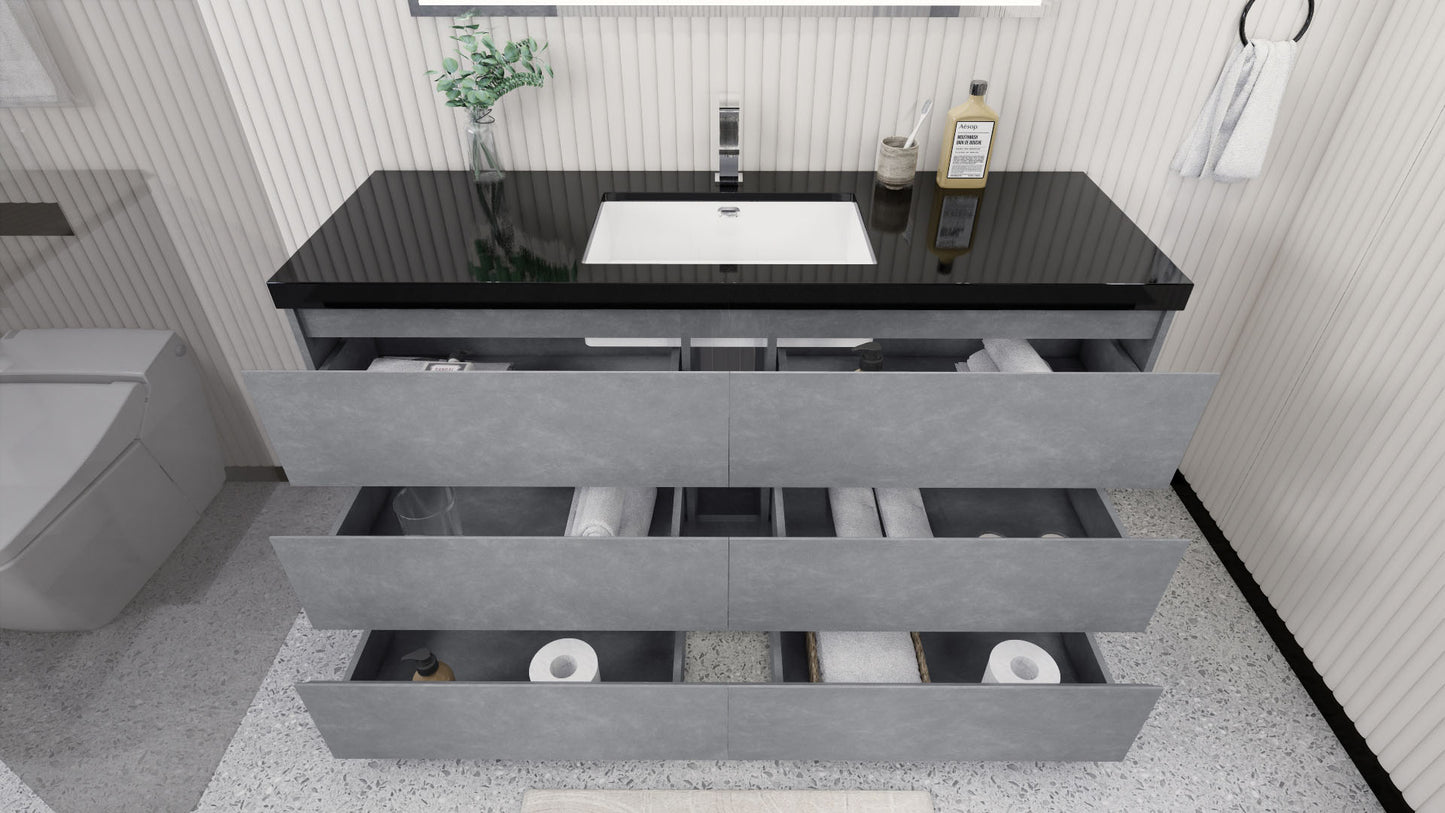Stanley 60" Cement Gray Freestanding Vanity with Reinforced Acrylic Sink
