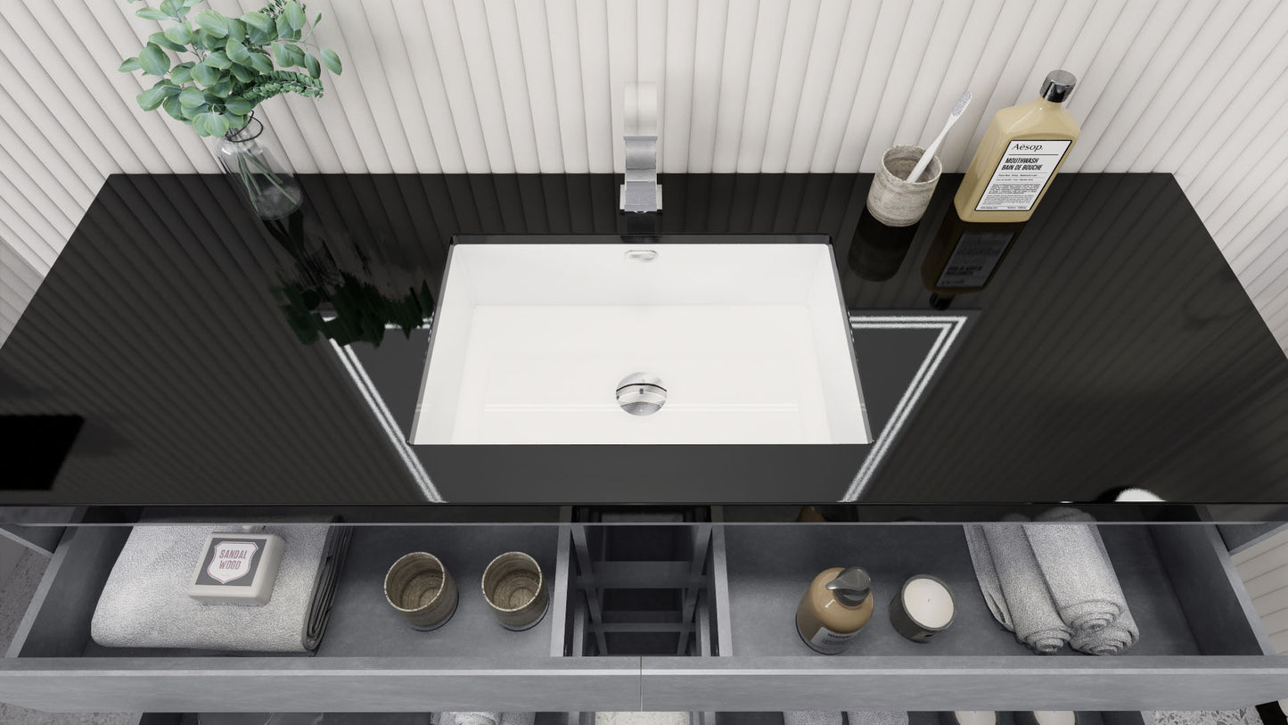 Stanley 60" Cement Gray Freestanding Vanity with Reinforced Acrylic Sink