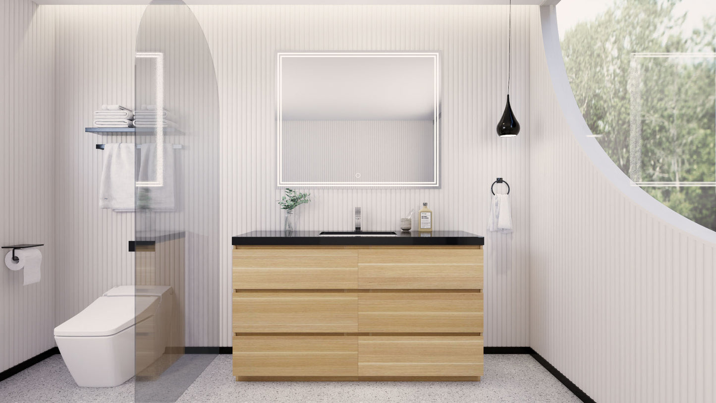 Stanley 60" White Oak Freestanding Vanity with Reinforced Acrylic Sink