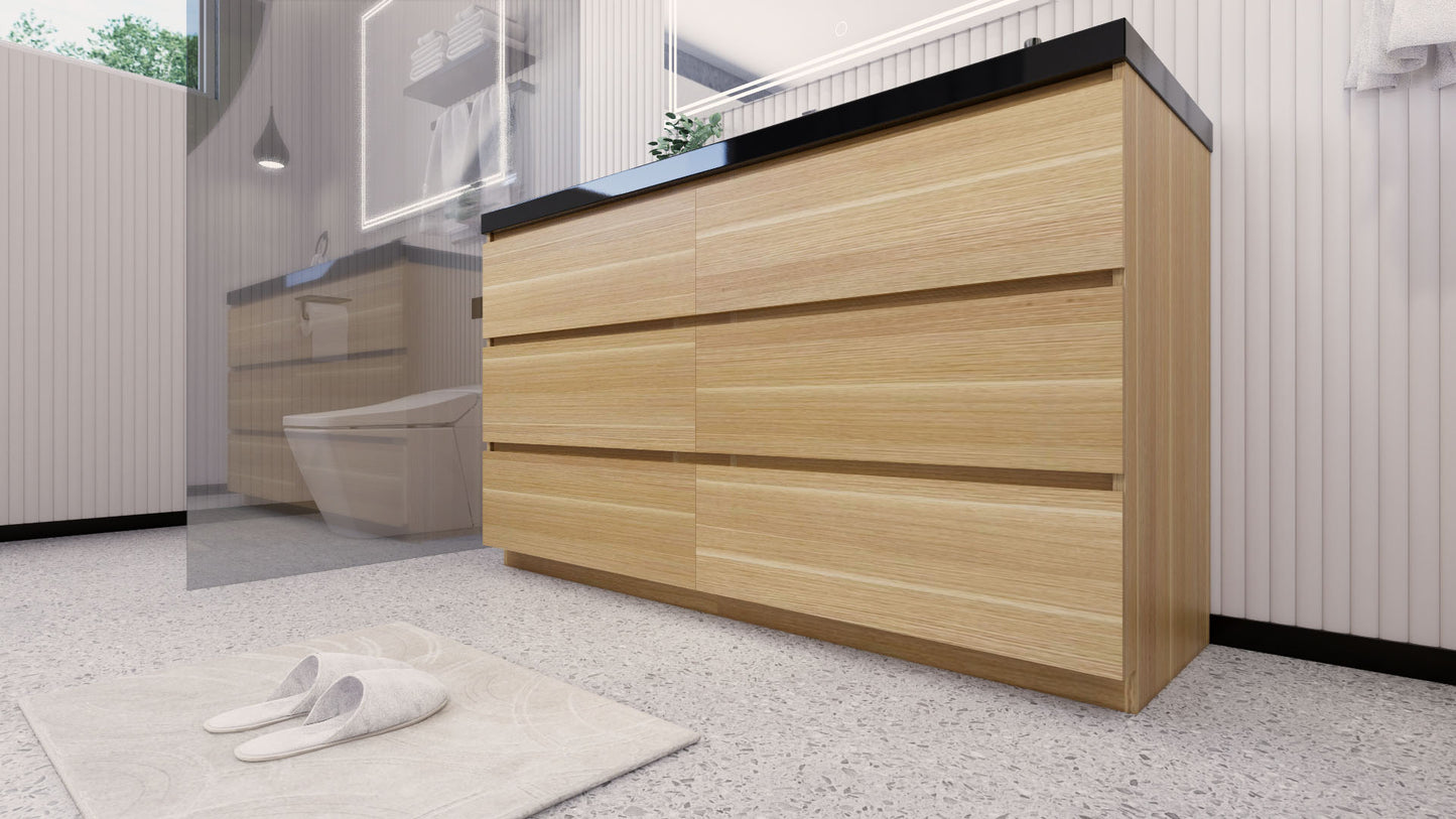 Stanley 60" White Oak Freestanding Vanity with Reinforced Acrylic Sink