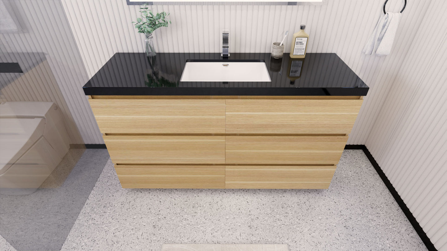 Stanley 60" White Oak Freestanding Vanity with Reinforced Acrylic Sink