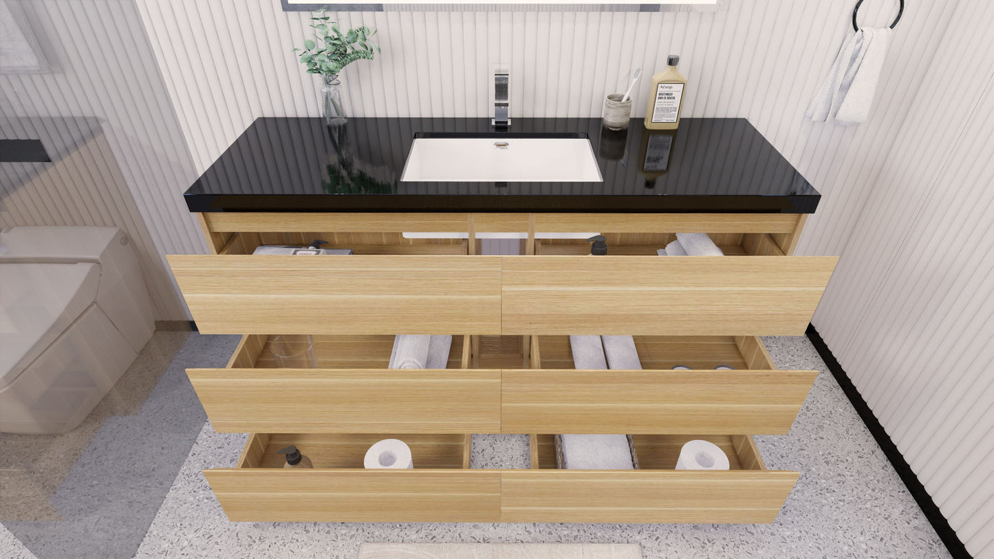 Stanley 60" White Oak Freestanding Vanity with Reinforced Acrylic Sink