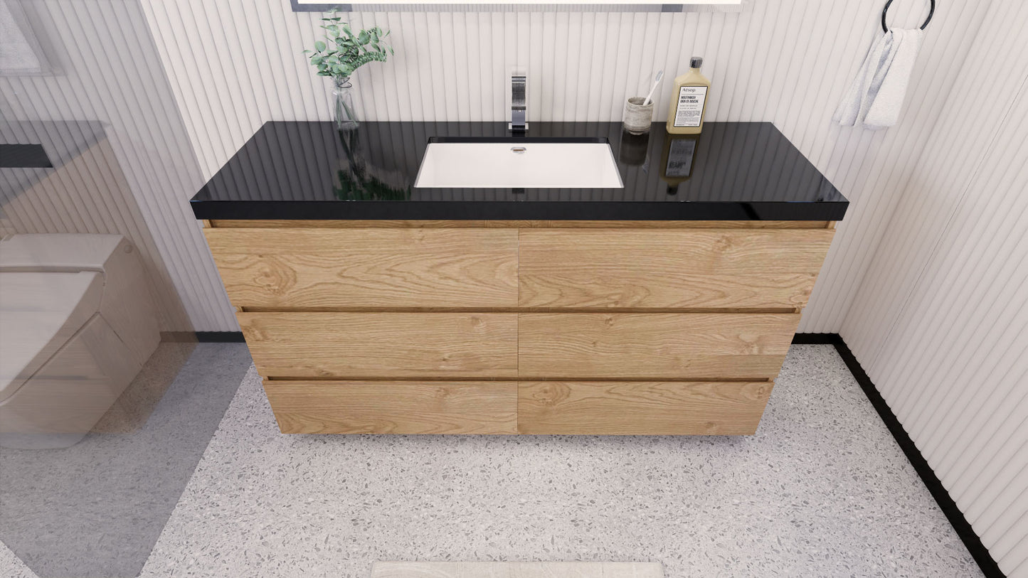 Stanley 60" New England Oak Freestanding Vanity with Reinforced Acrylic Sink