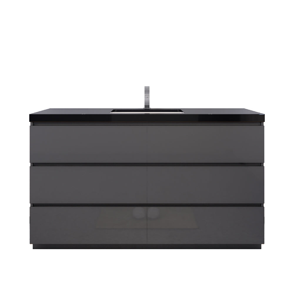 Stanley 60" High Gloss Gray Freestanding Vanity with Reinforced Acrylic Sink