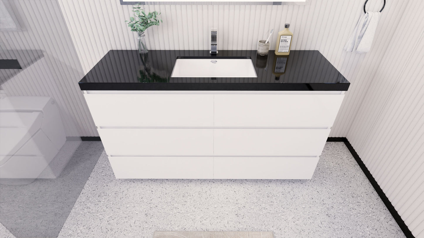 Stanley 60" High Gloss White Freestanding Vanity with Reinforced Acrylic Sink