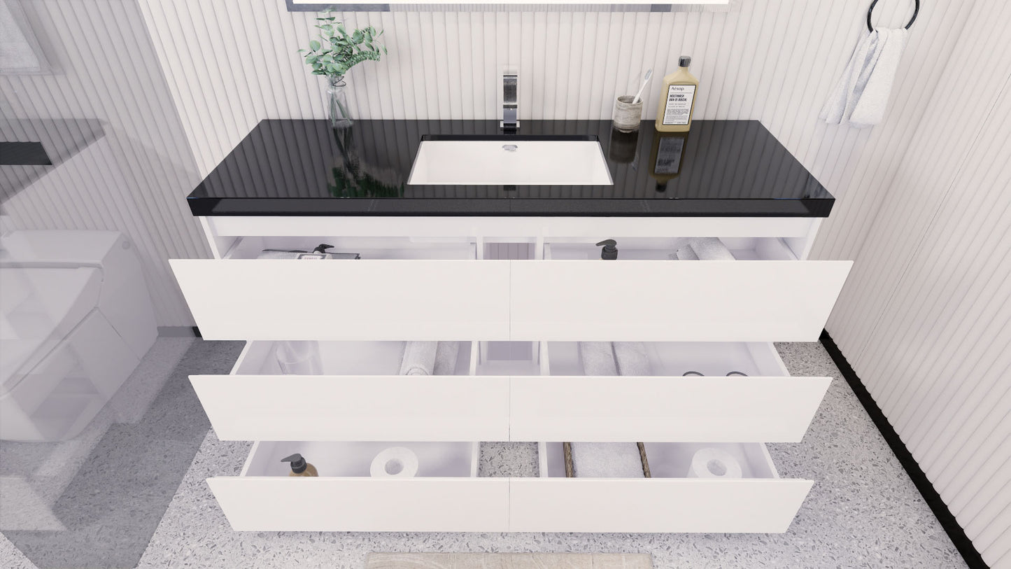 Stanley 60" High Gloss White Freestanding Vanity with Reinforced Acrylic Sink