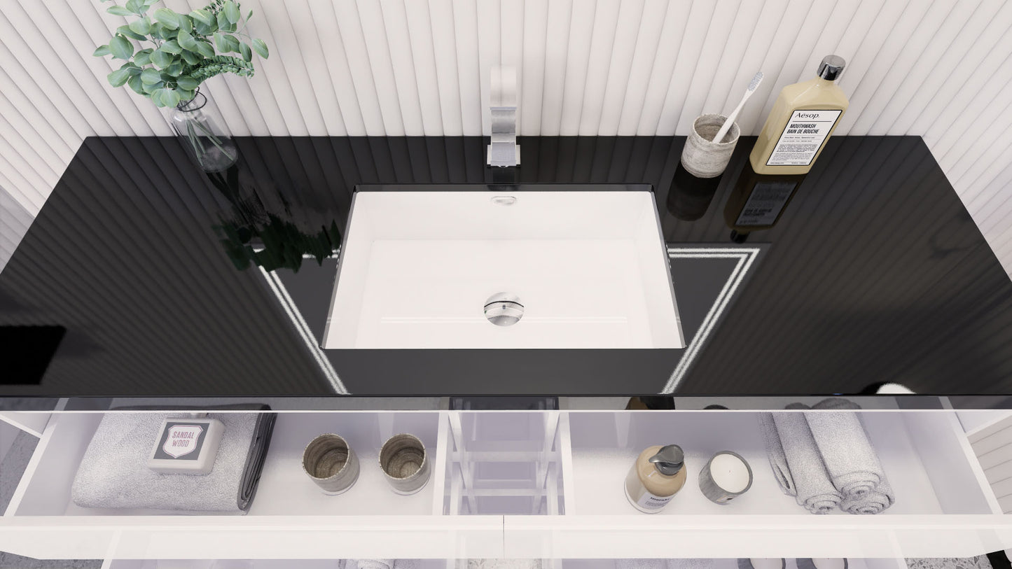 Stanley 60" High Gloss White Freestanding Vanity with Reinforced Acrylic Sink