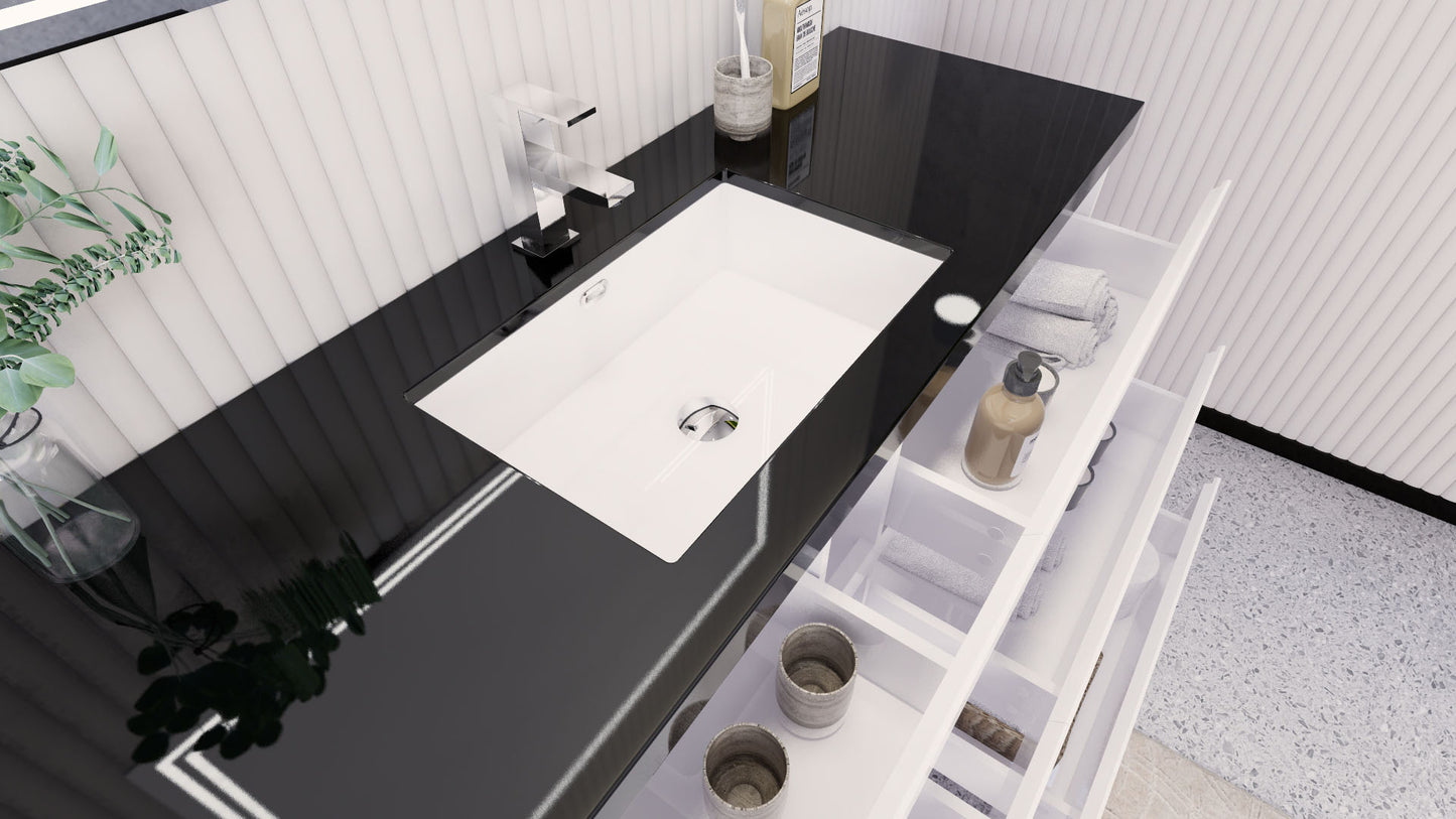 Stanley 60" High Gloss White Freestanding Vanity with Reinforced Acrylic Sink
