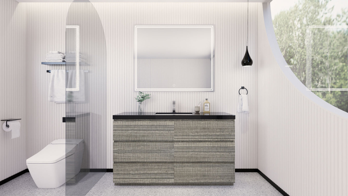 Stanley 60" High Gloss Ash Gray Freestanding Vanity with Reinforced Acrylic Sink