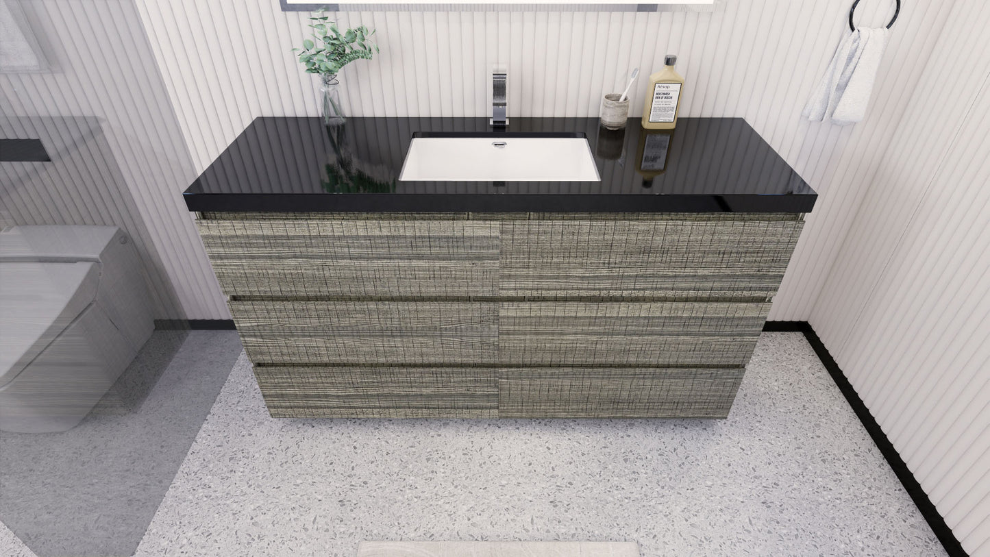 Stanley 60" High Gloss Ash Gray Freestanding Vanity with Reinforced Acrylic Sink