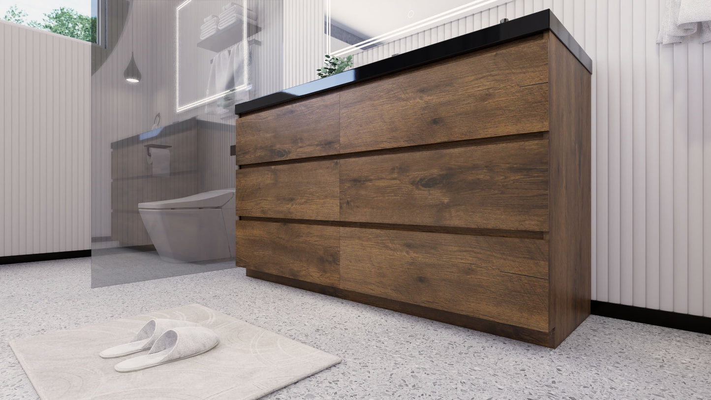 Stanley 60" Rosewood Freestanding Vanity with Reinforced Acrylic Sink