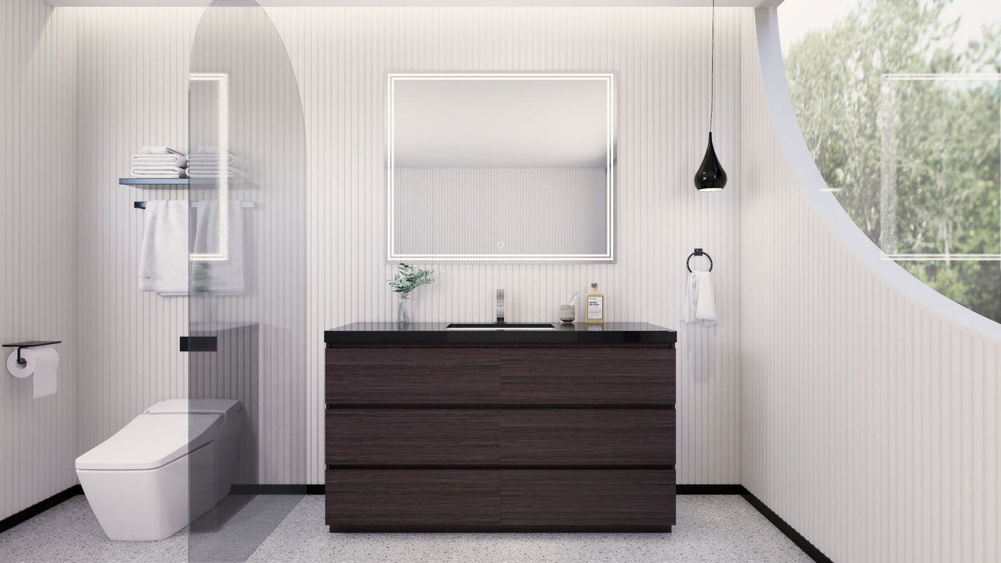 Stanley 60" Dark Gray Oak Freestanding Vanity with Reinforced Acrylic Sink