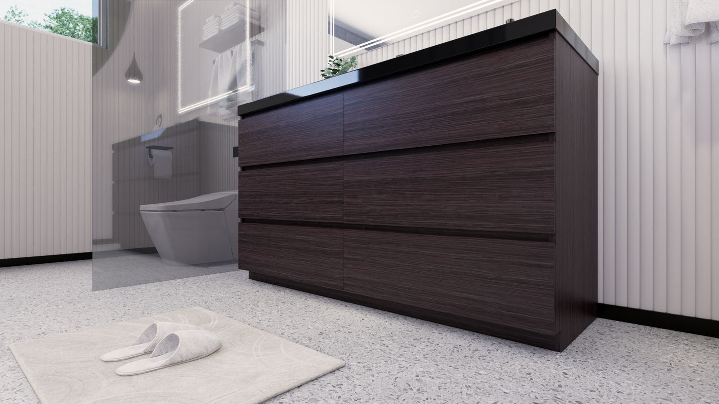 Stanley 60" Dark Gray Oak Freestanding Vanity with Reinforced Acrylic Sink