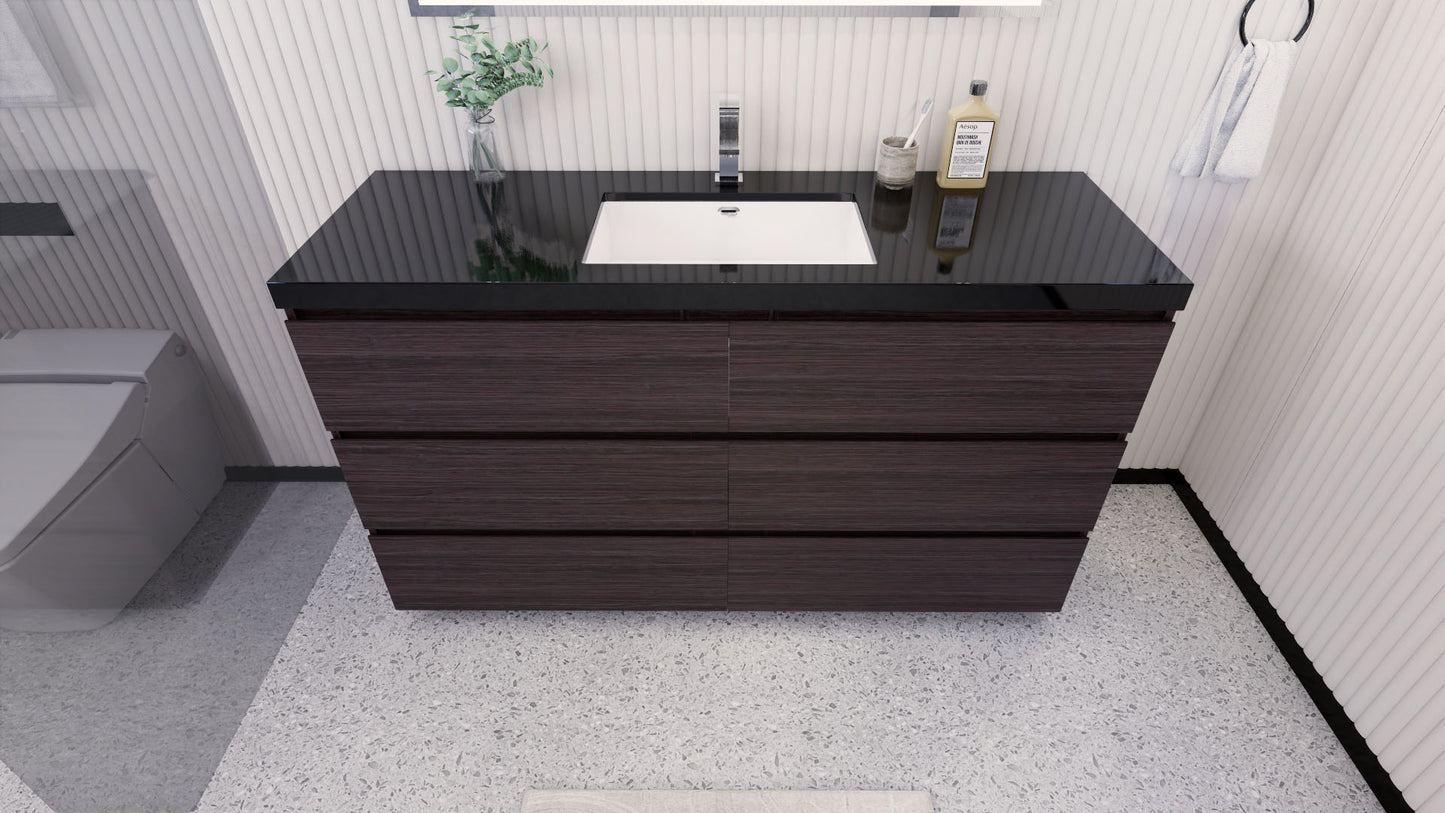 Stanley 60" Dark Gray Oak Freestanding Vanity with Reinforced Acrylic Sink