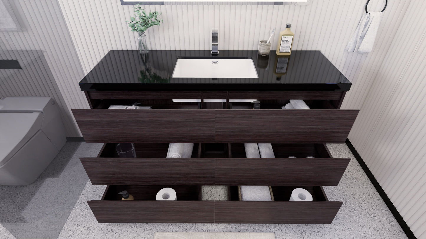 Stanley 60" Dark Gray Oak Freestanding Vanity with Reinforced Acrylic Sink