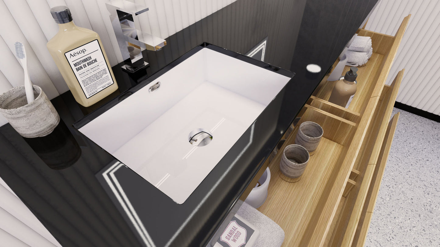 Stanley 60" White Oak Freestanding Vanity with Reinforced Acrylic Left Side Sink