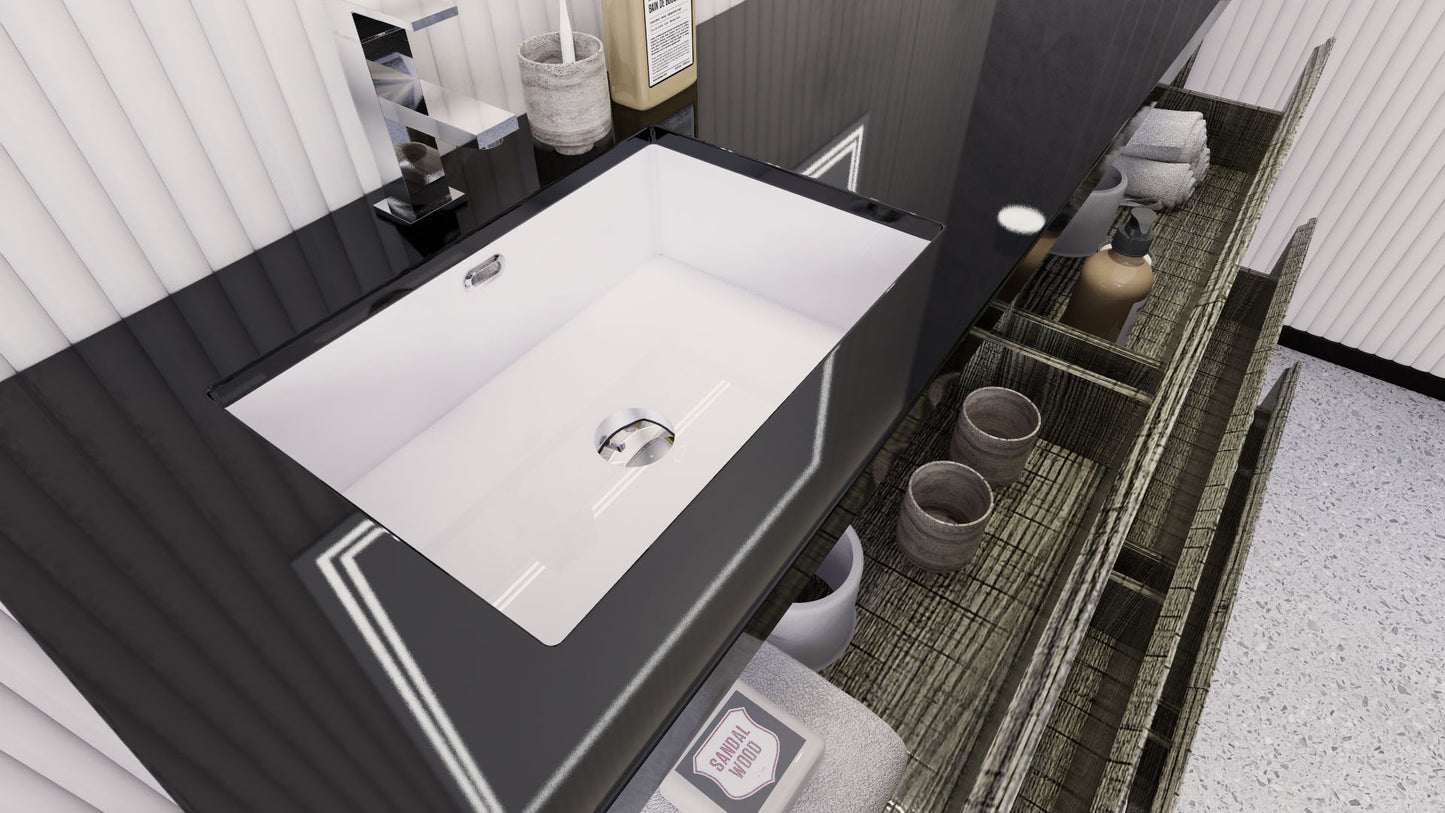 Stanley 60" High Gloss Ash Gray Freestanding Vanity with Reinforced Acrylic Left Side Sink