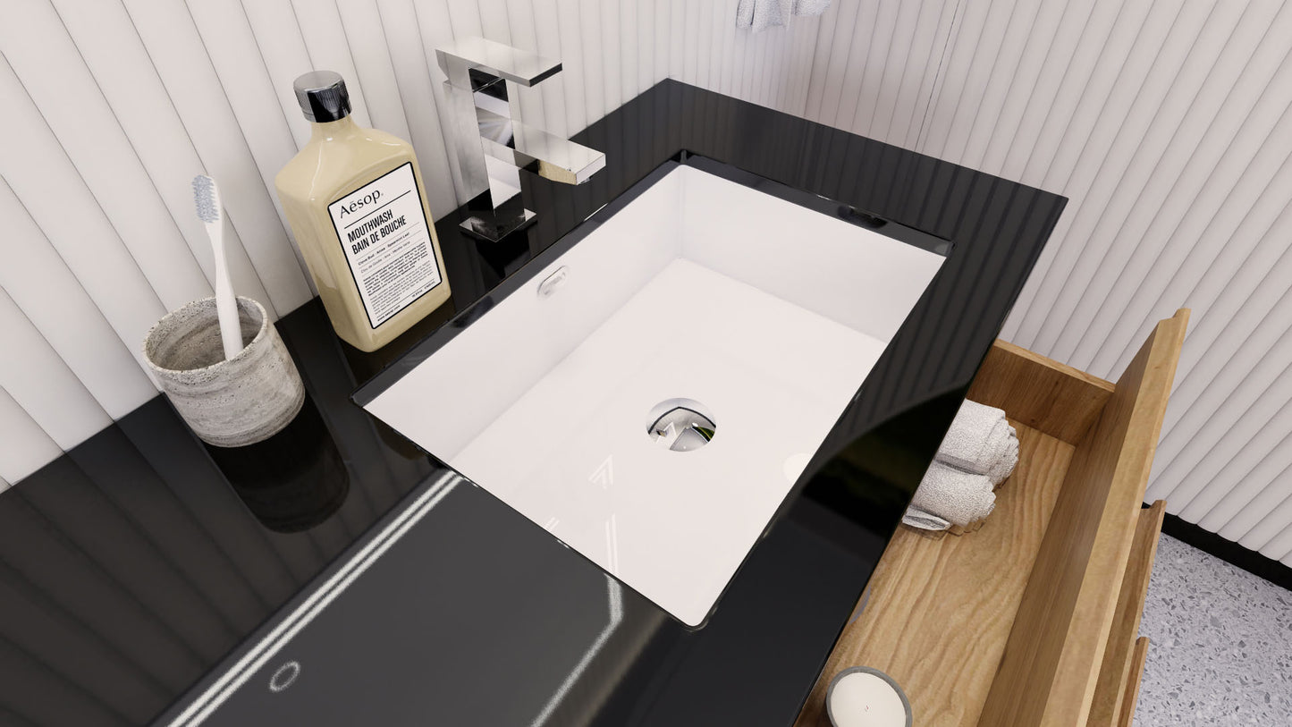 Stanley 60" Natural Oak Freestanding Vanity with Reinforced Acrylic Right Side Sink