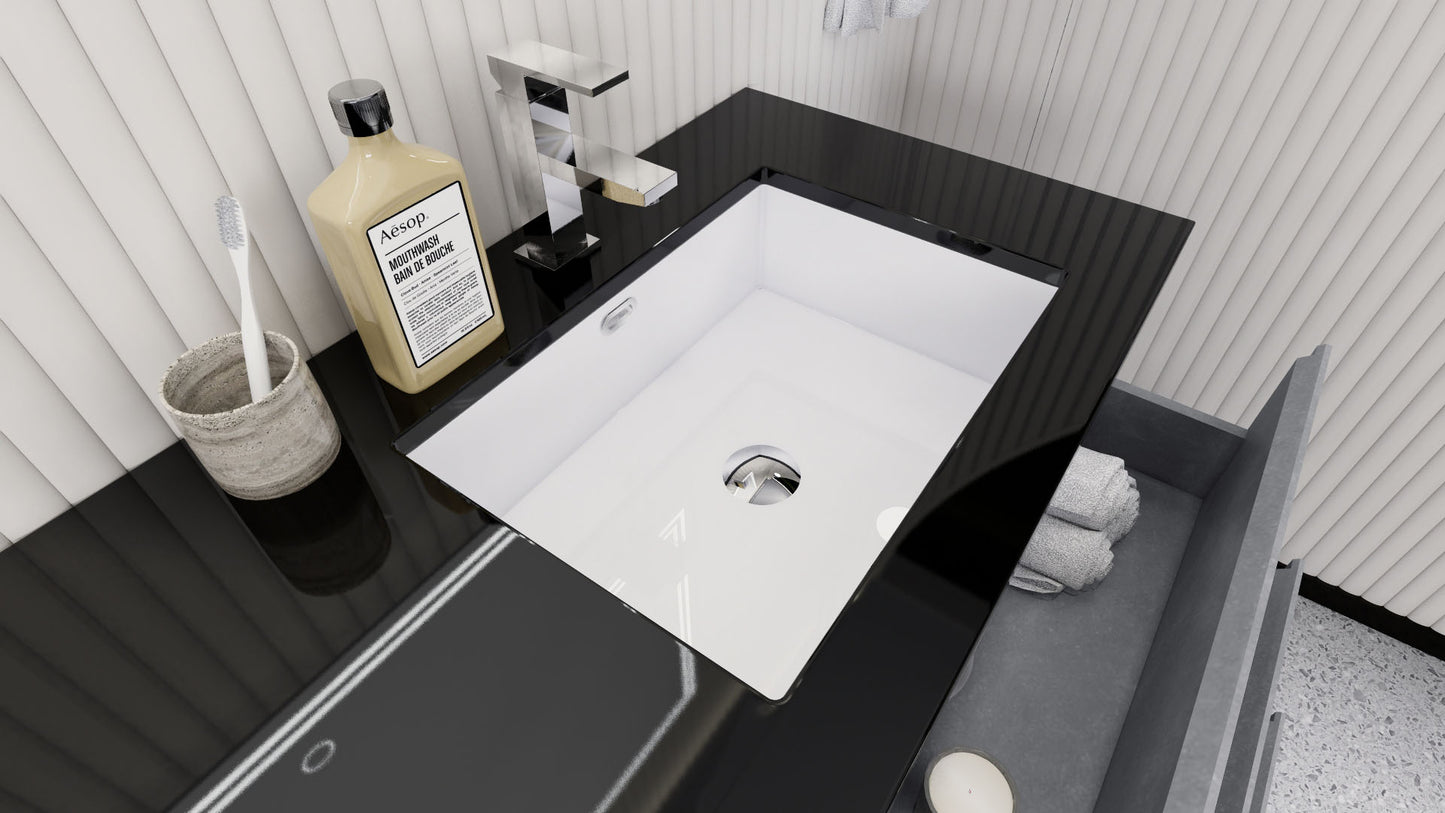 Stanley 60" Cement Gray Freestanding Vanity with Reinforced Acrylic Right Side Sink