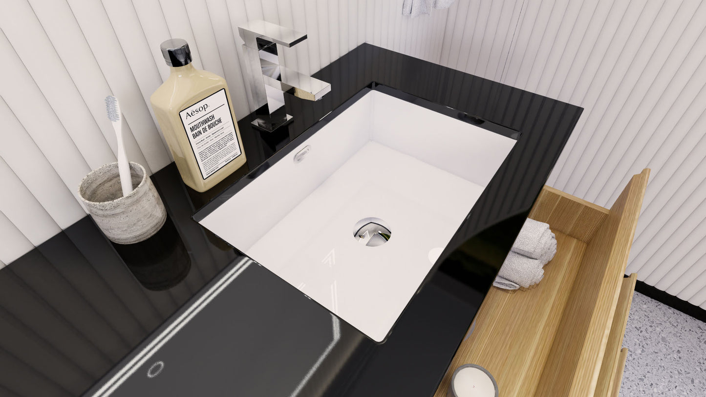 Stanley 60" White Oak Freestanding Vanity with Reinforced Acrylic Right Side Sink