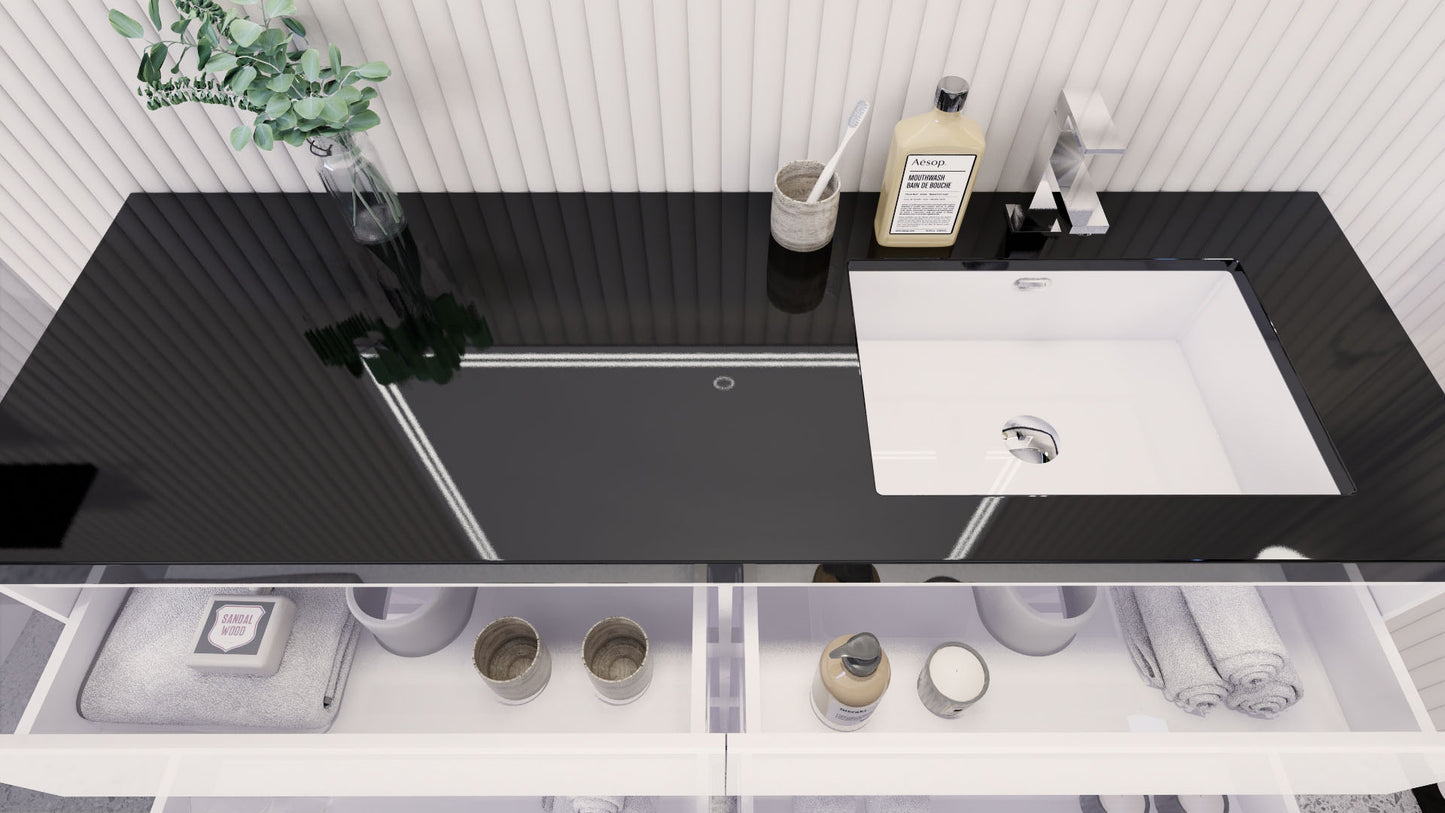 Stanley 60" High Gloss White Freestanding Vanity with Reinforced Acrylic Right Side Sink