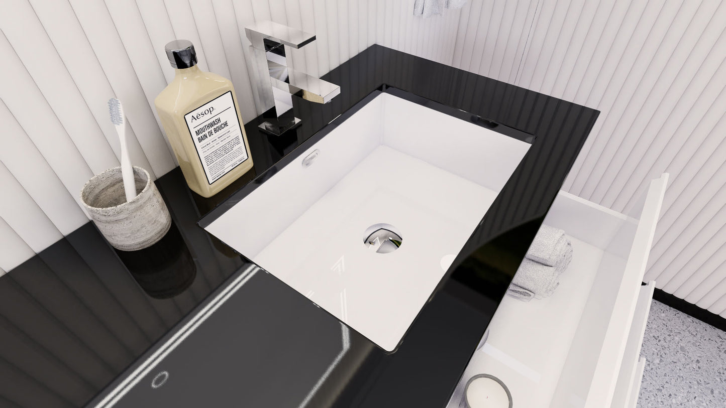 Stanley 60" High Gloss White Freestanding Vanity with Reinforced Acrylic Right Side Sink