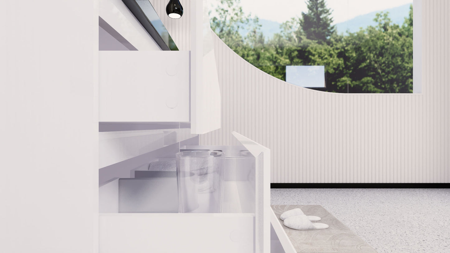 Stanley 60" High Gloss White Freestanding Vanity with Reinforced Acrylic Right Side Sink