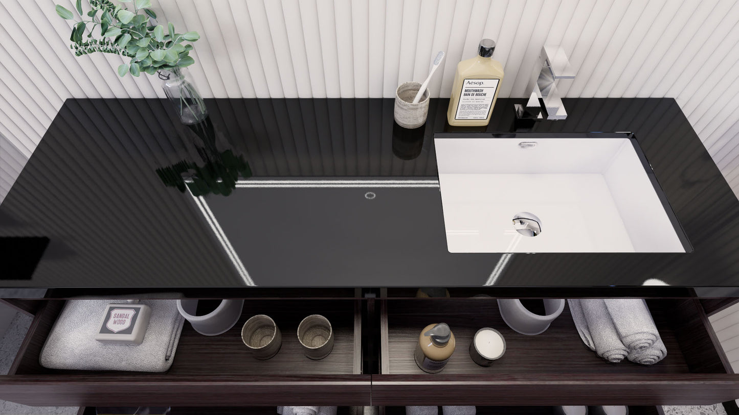 Stanley 60" Dark Gray Oak Freestanding Vanity with Reinforced Acrylic Right Side Sink
