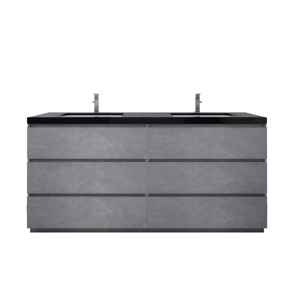 Stanley 72" Cement Gray Freestanding Vanity with Reinforced Acrylic Sinks