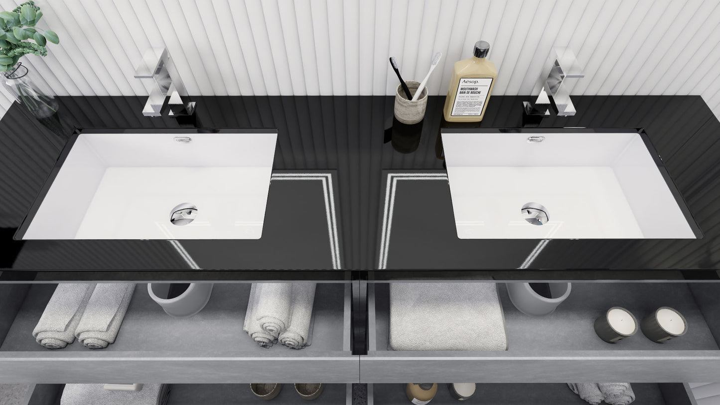 Stanley 72" Cement Gray Freestanding Vanity with Reinforced Acrylic Sinks