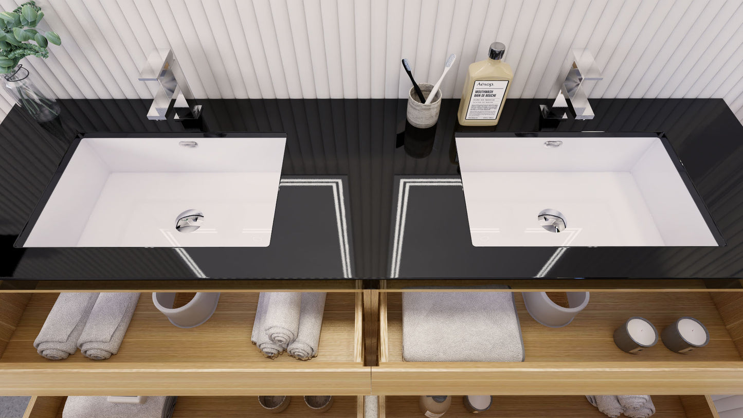 Stanley 72" White Oak Freestanding Vanity with Reinforced Acrylic Sinks