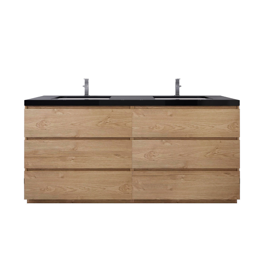 Stanley 72" New England Oak Freestanding Vanity with Reinforced Acrylic Sinks