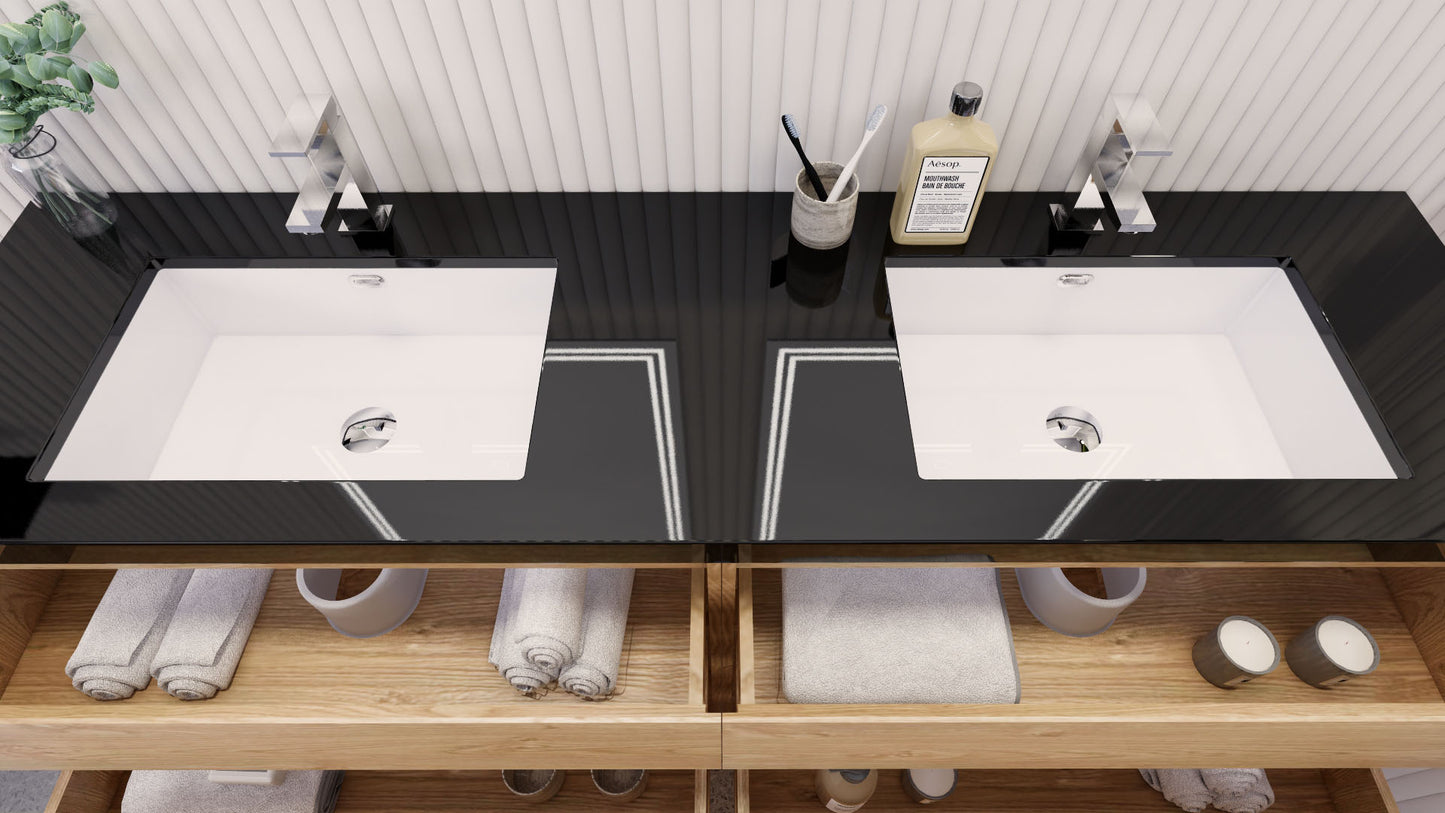 Stanley 72" New England Oak Freestanding Vanity with Reinforced Acrylic Sinks