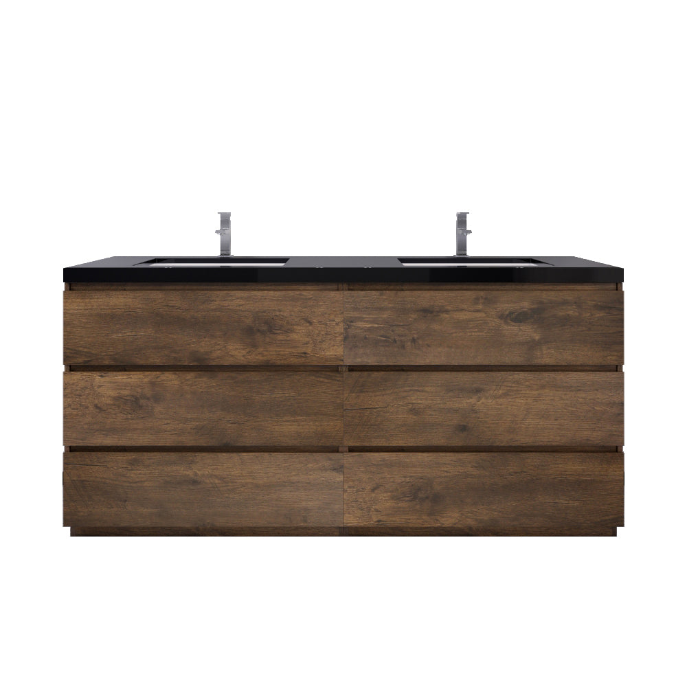 Stanley 72" Rosewood Freestanding Vanity with Reinforced Acrylic Sinks