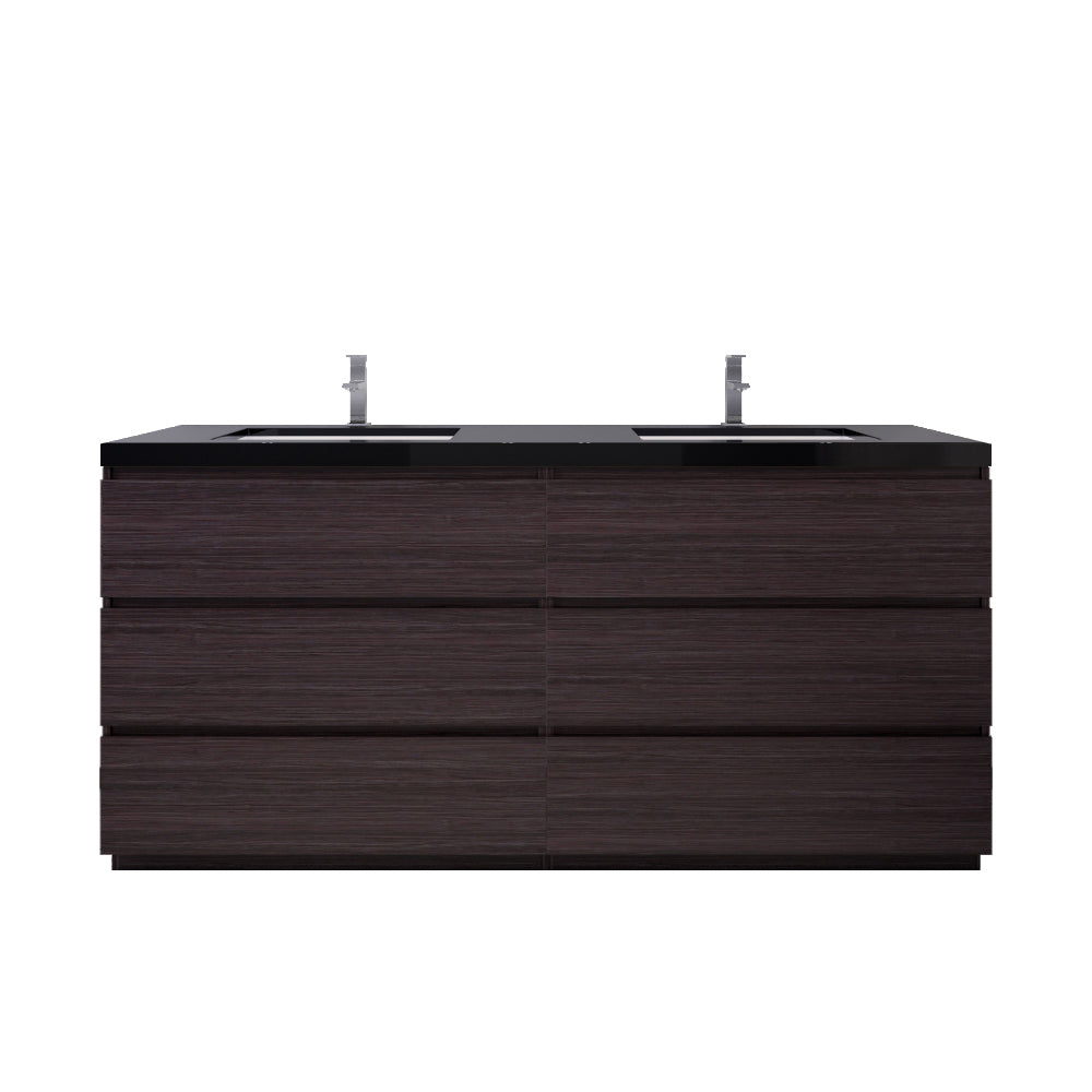 Stanley 72" Dark Gray Oak Freestanding Vanity with Reinforced Acrylic Sinks
