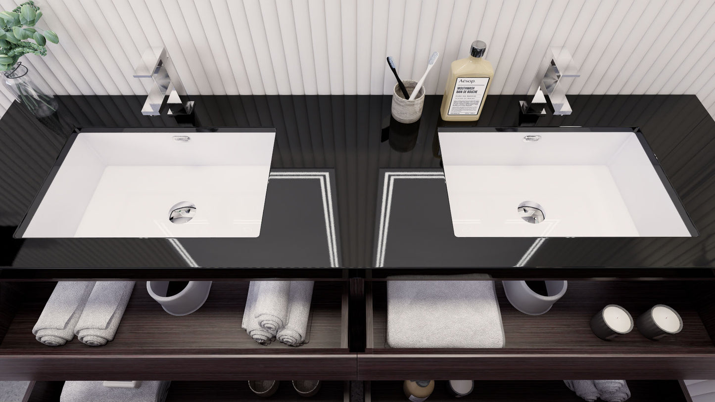 Stanley 72" Dark Gray Oak Freestanding Vanity with Reinforced Acrylic Sinks
